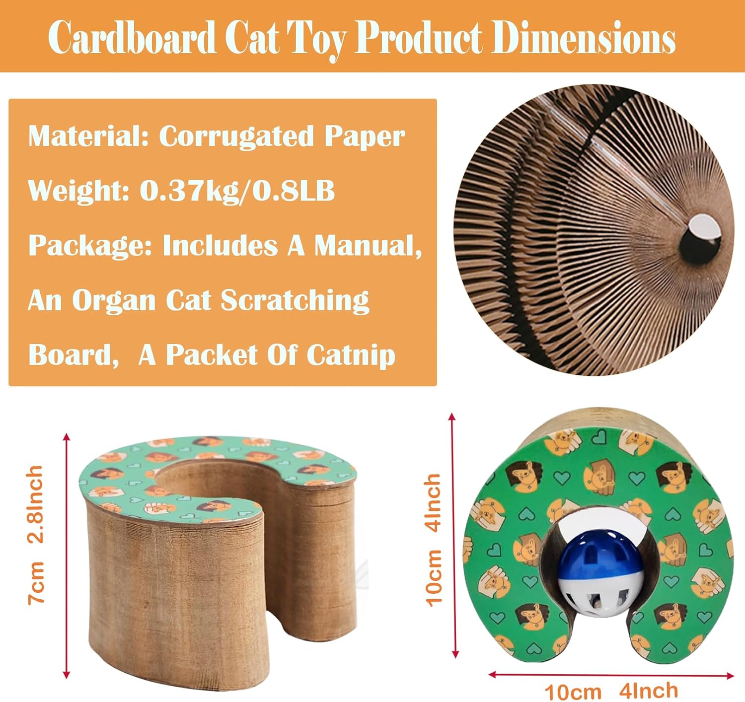 Magic Organ Cat Scratching Board, 2 Pack Cat Accordion Toy Cat Scratcher, Cat Scratching Post Cat Toy with Bell for Kitten Cats Interactive Kitten Fun Intelligence Physical Exercise Educational Toy